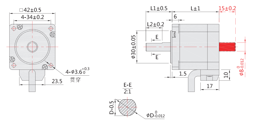 43步進(jìn)電機(jī)外形尺寸圖 43步進(jìn)電機(jī)外形尺寸圖
