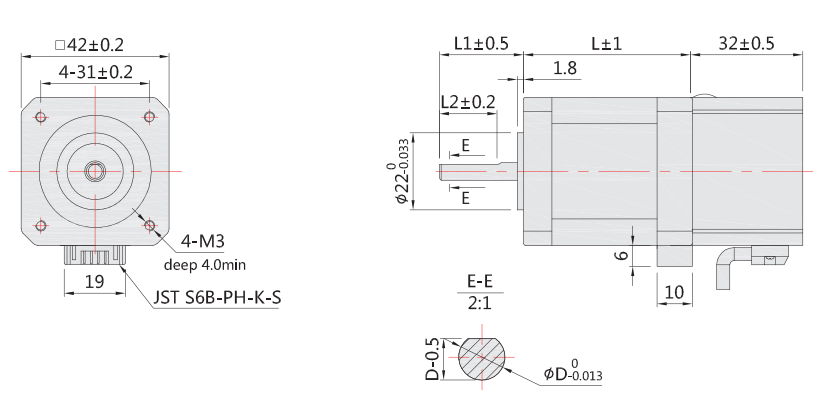 42剎車步進(jìn)電機(jī)外形尺寸圖