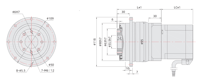 PT86mm行星減速步進電機尺寸圖
